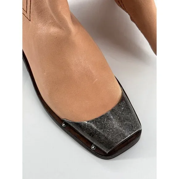 Free People We The Free Beau Tall Rider Boots Size 7 Metal Toe Leather New Read - Picture 13 of 16